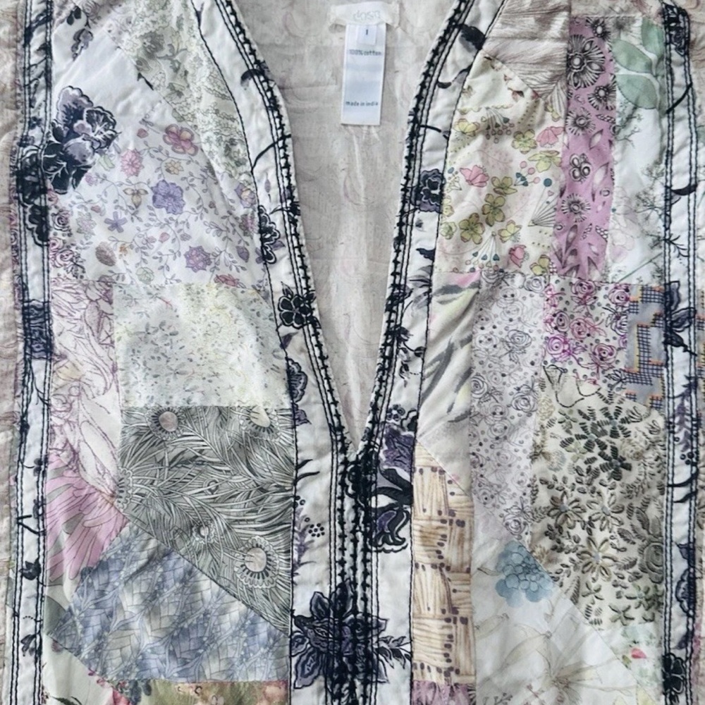 Dosa Jamdani Kadi Cotton Appliqué Dress Size XS-M Oversized Peacock Print - Picture 4 of 6